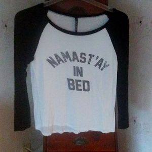 Triumph Namast'ay in Bed Baseball tee sz M